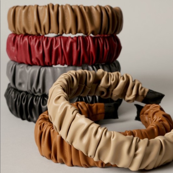 NWT red leather ruched head band - Picture 2 of 2